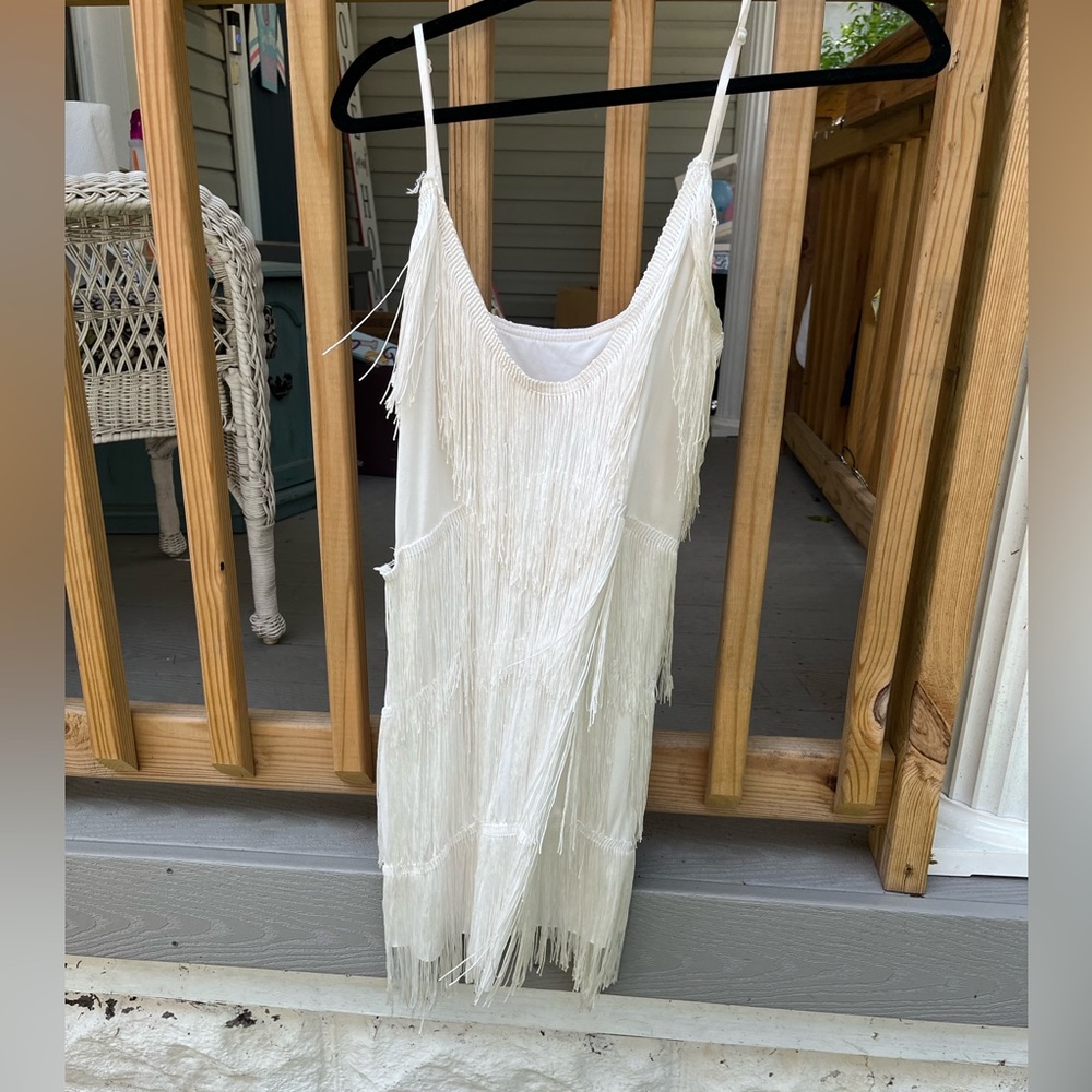 White Fringe Dress